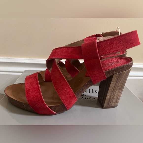 Modabella Red Genuine Suede Heeled Sandals - Picture 2 of 8